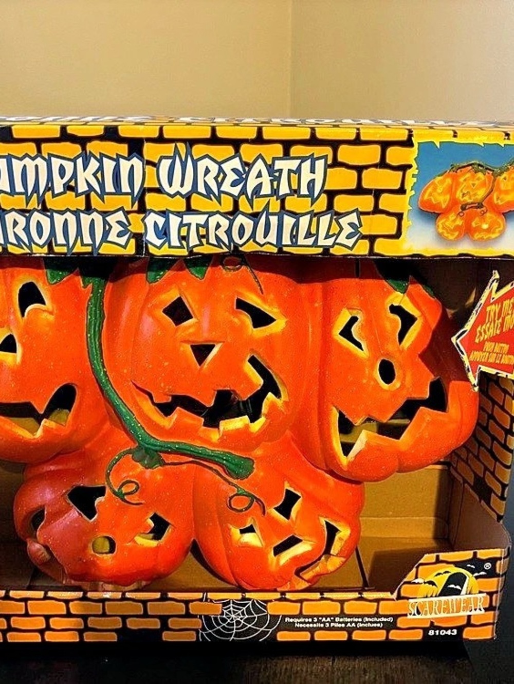 2000s Scarewear Pumpkin Wreath Halloween Decor Orange & Black